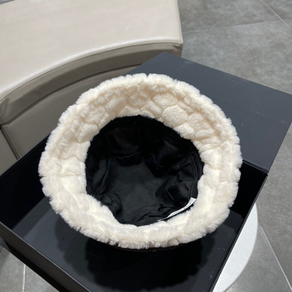 Dior Teddy Bear Embroidered White Faux Fur Bucket Hat - Picture 4 of 8